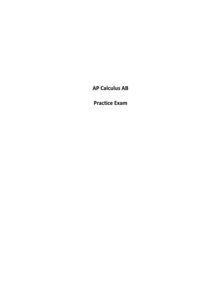 practice ap calculus ab exam with answers