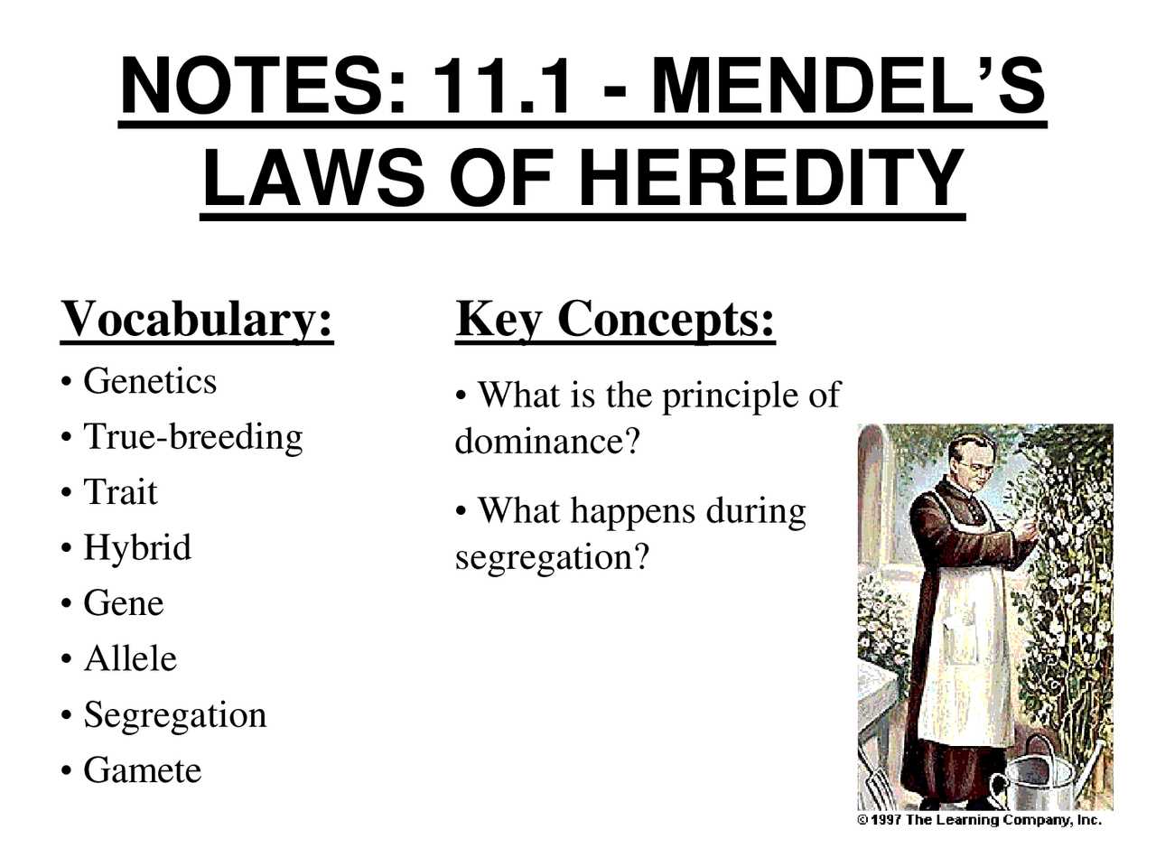 11.1 the work of gregor mendel answer key