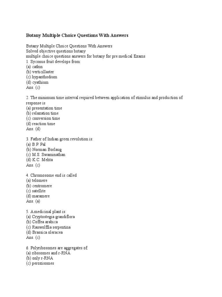 plant biology exam questions and answers