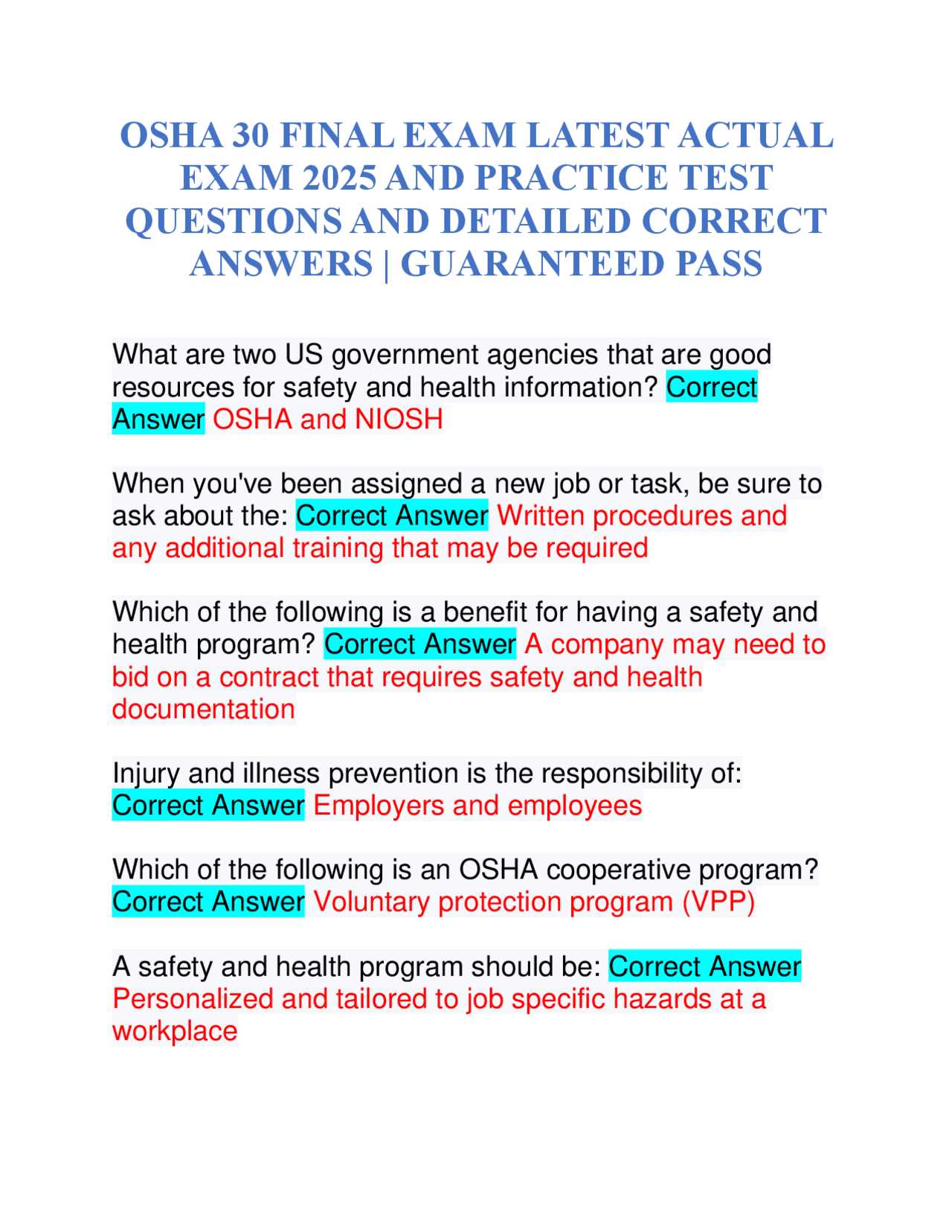 osha 30 final test answers