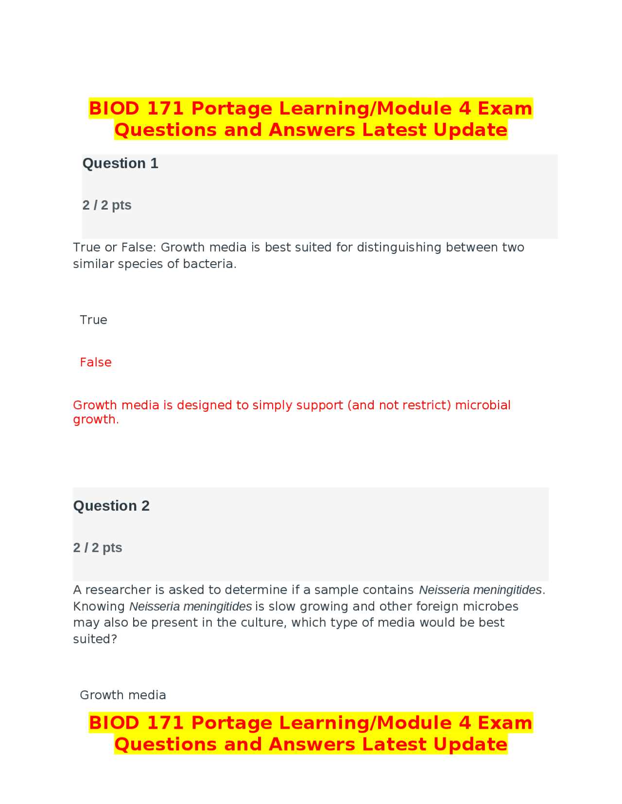 portage learning microbiology exam answers