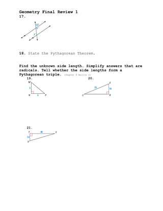 geometry midterm exam answer key