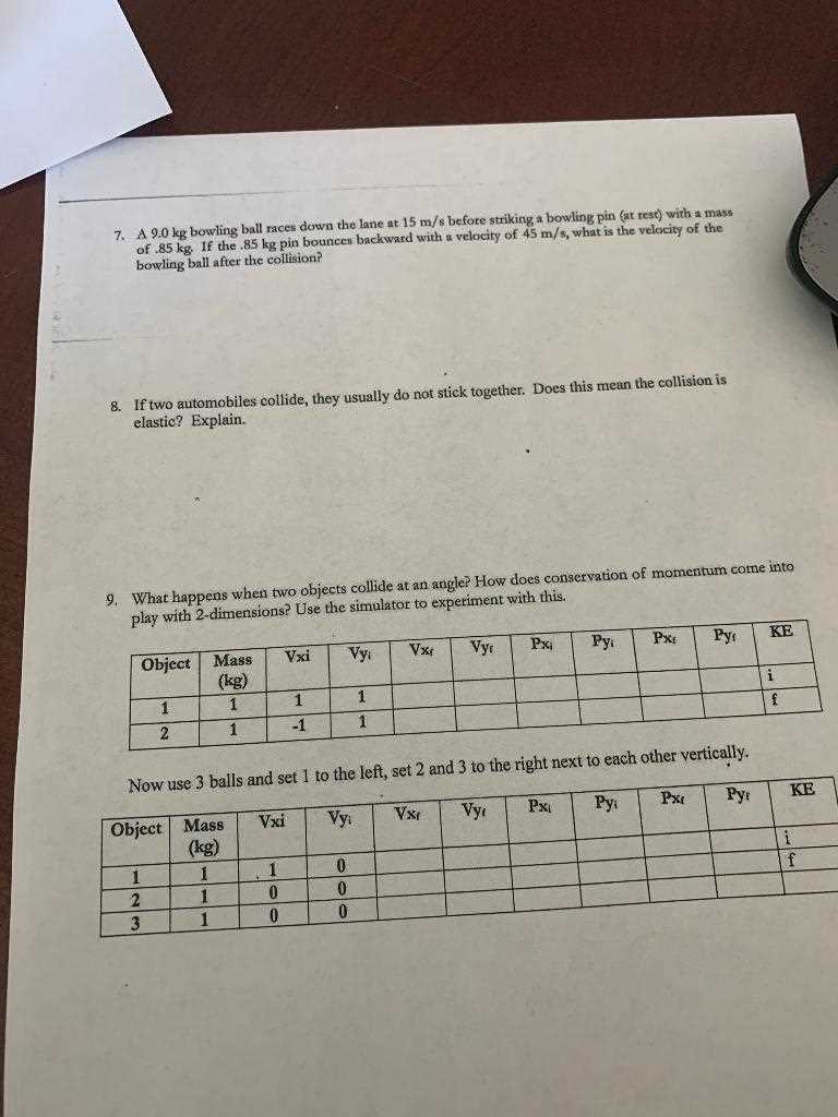 virtual collisions lab answers