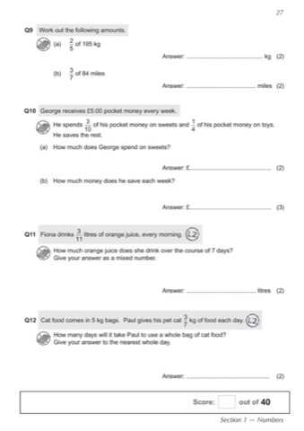 year 7 entrance exam papers with answers