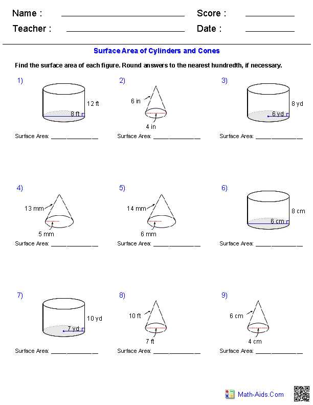 volume review worksheet answers