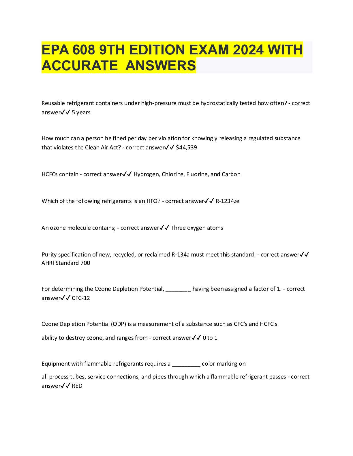 epa exam answers