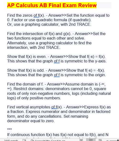 ap calculus final exam