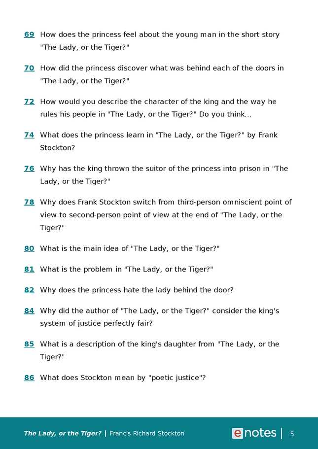 the lady or the tiger answer key