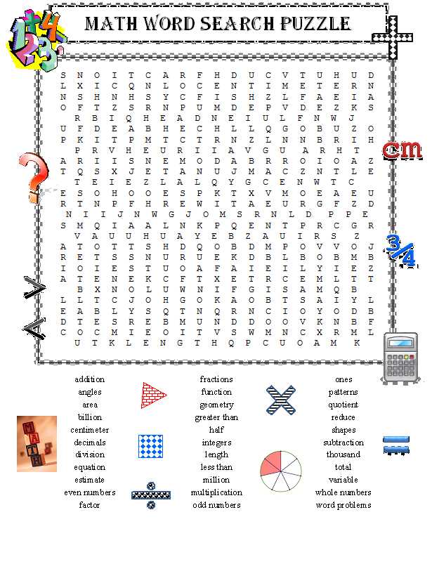 maths word search 6 answers