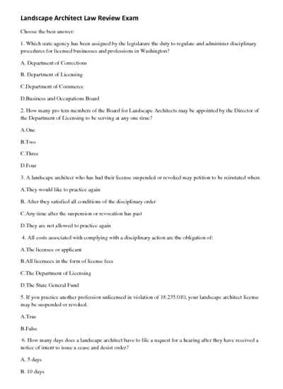 washington state engineer law review exam answers