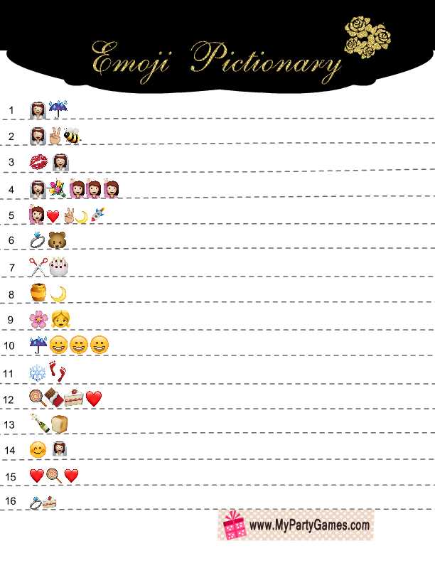 wedding emoji pictionary answers