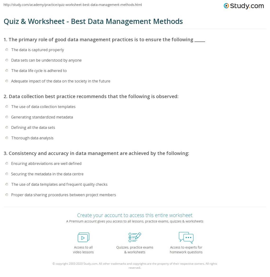 data management exam questions and answers