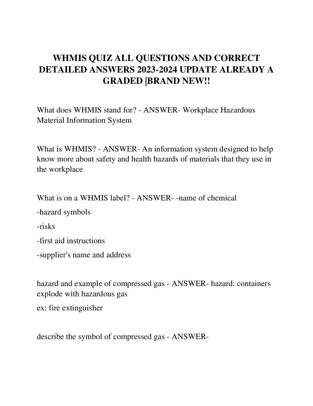 whmis exam answers