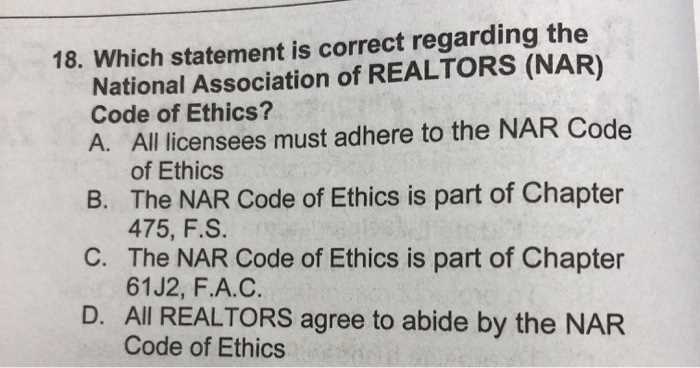 realtor code of ethics training exam answers