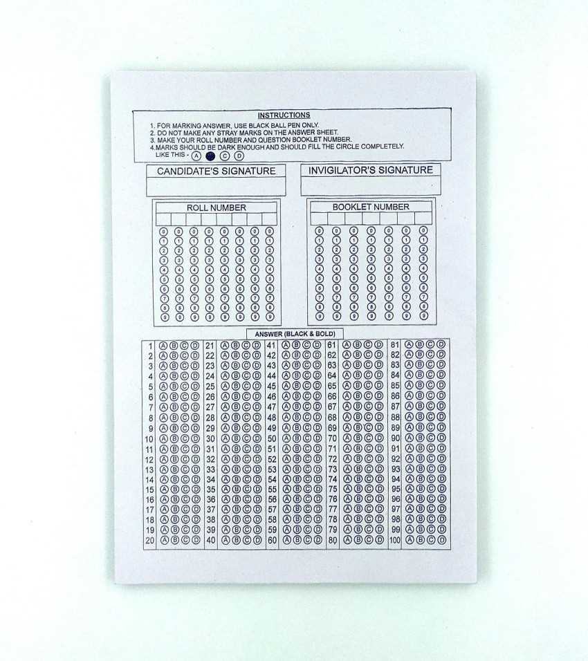 exam answer sheet paper