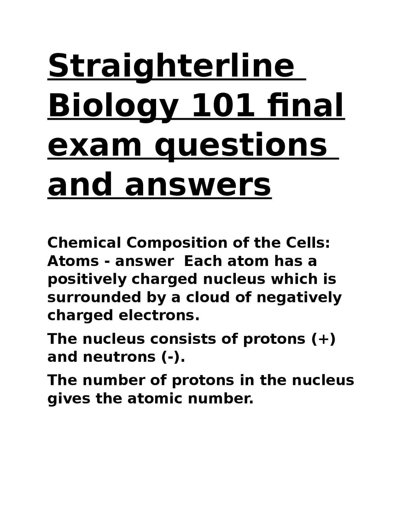 biology 101 final exam answers