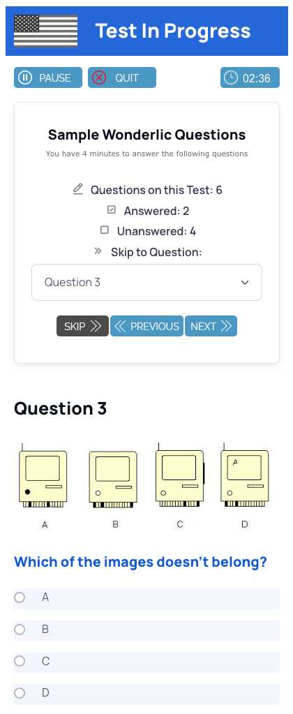 wonderlic sample test with answers