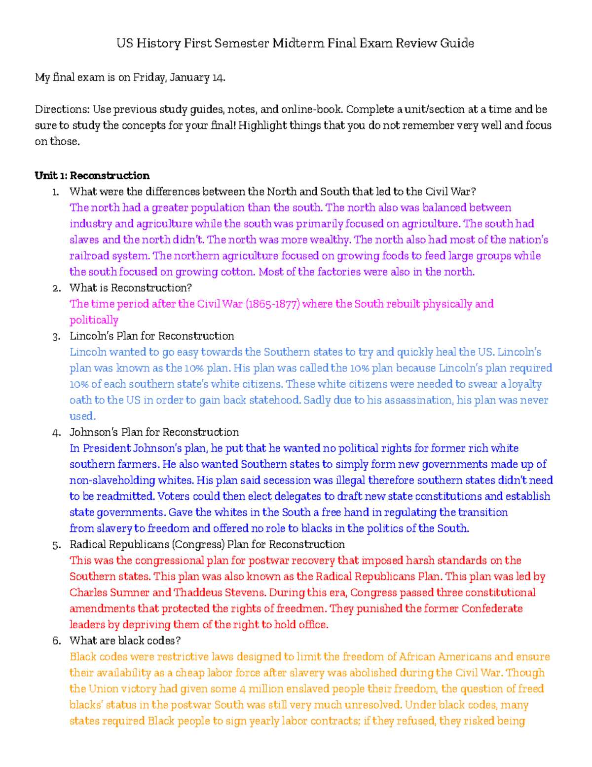 world history 1st semester midterm exam review answers