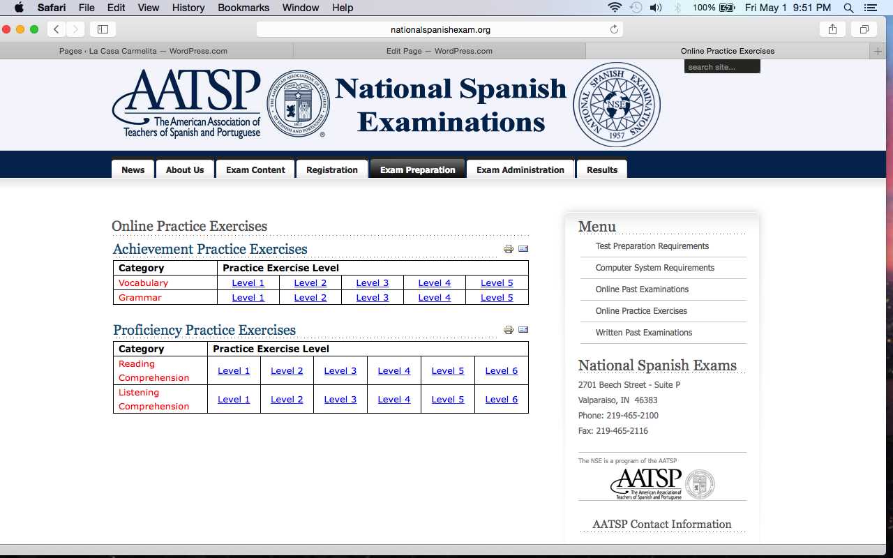 national spanish exam answers