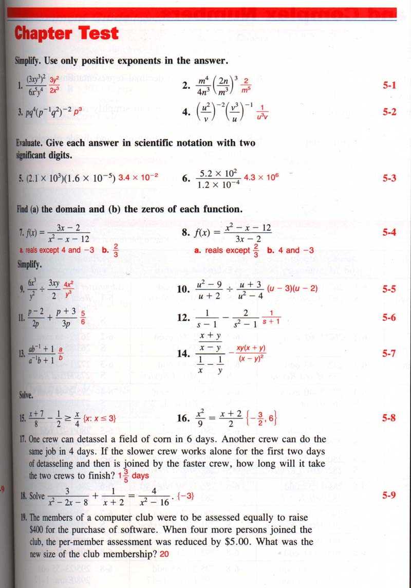 algebra 2 chapter 5 review answers