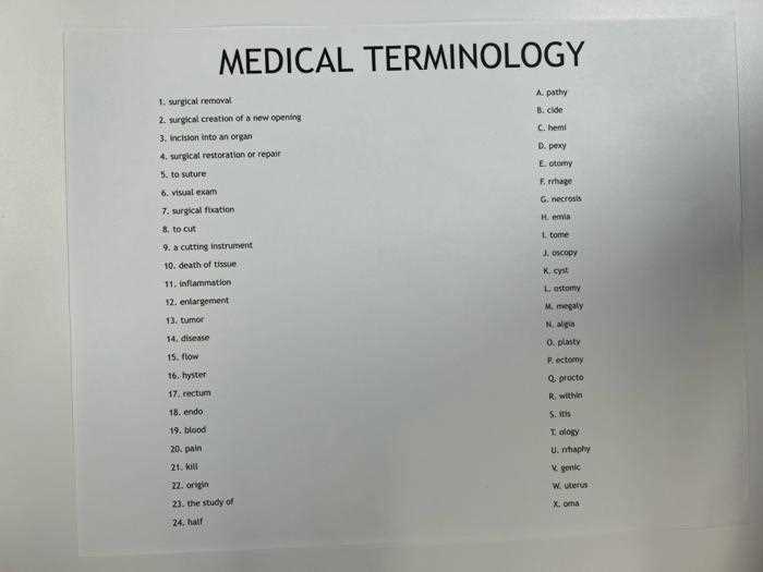 medical terminology exam 2