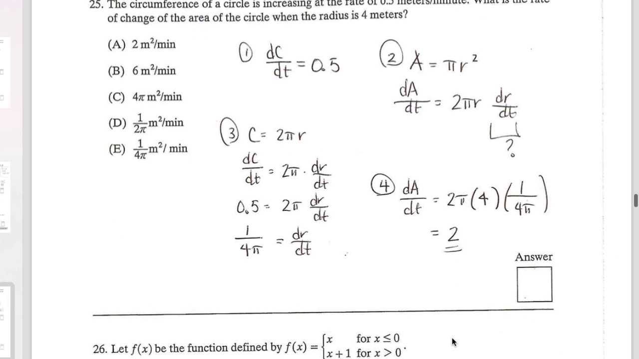 ap calculus exam questions and answers