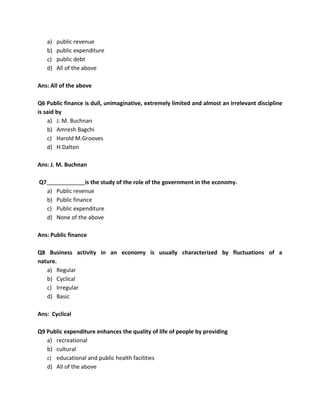 public finance final exam questions and answers