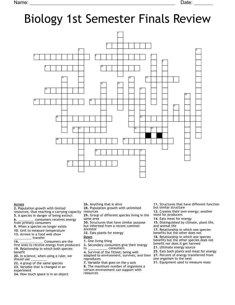 biology second semester final exam answers