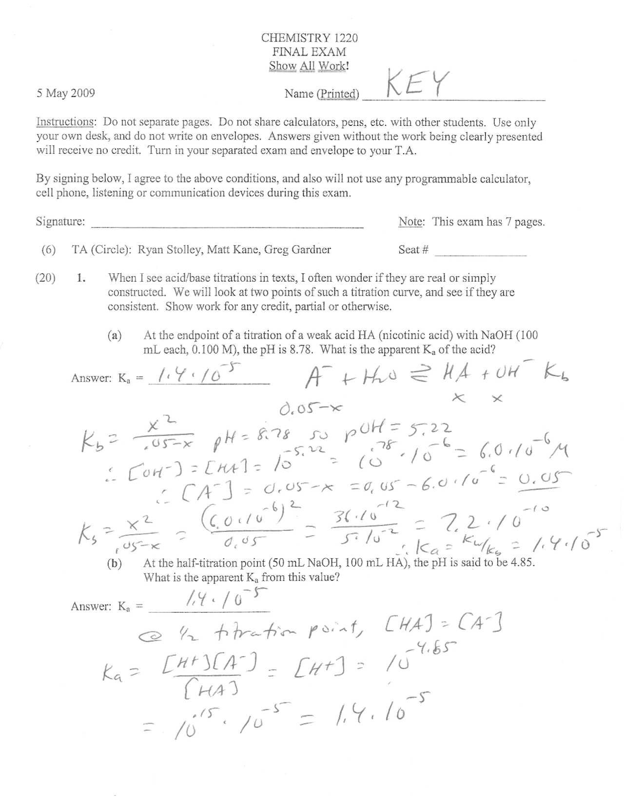 chemistry midterm exam answers