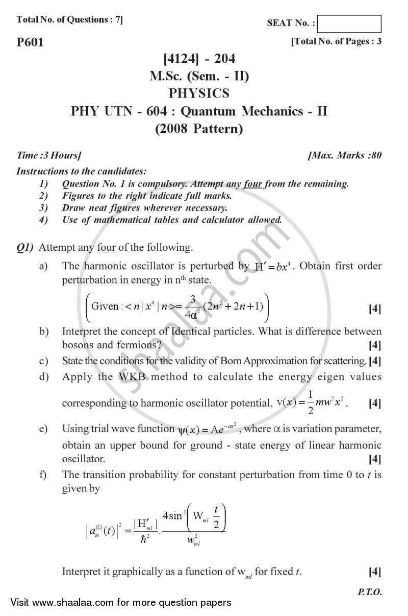 quantum mechanics 2 exam questions and answers