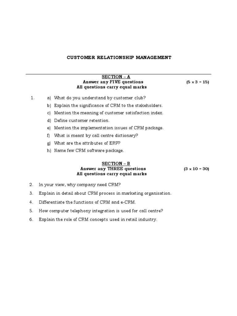 customer relationship management exam questions and answers