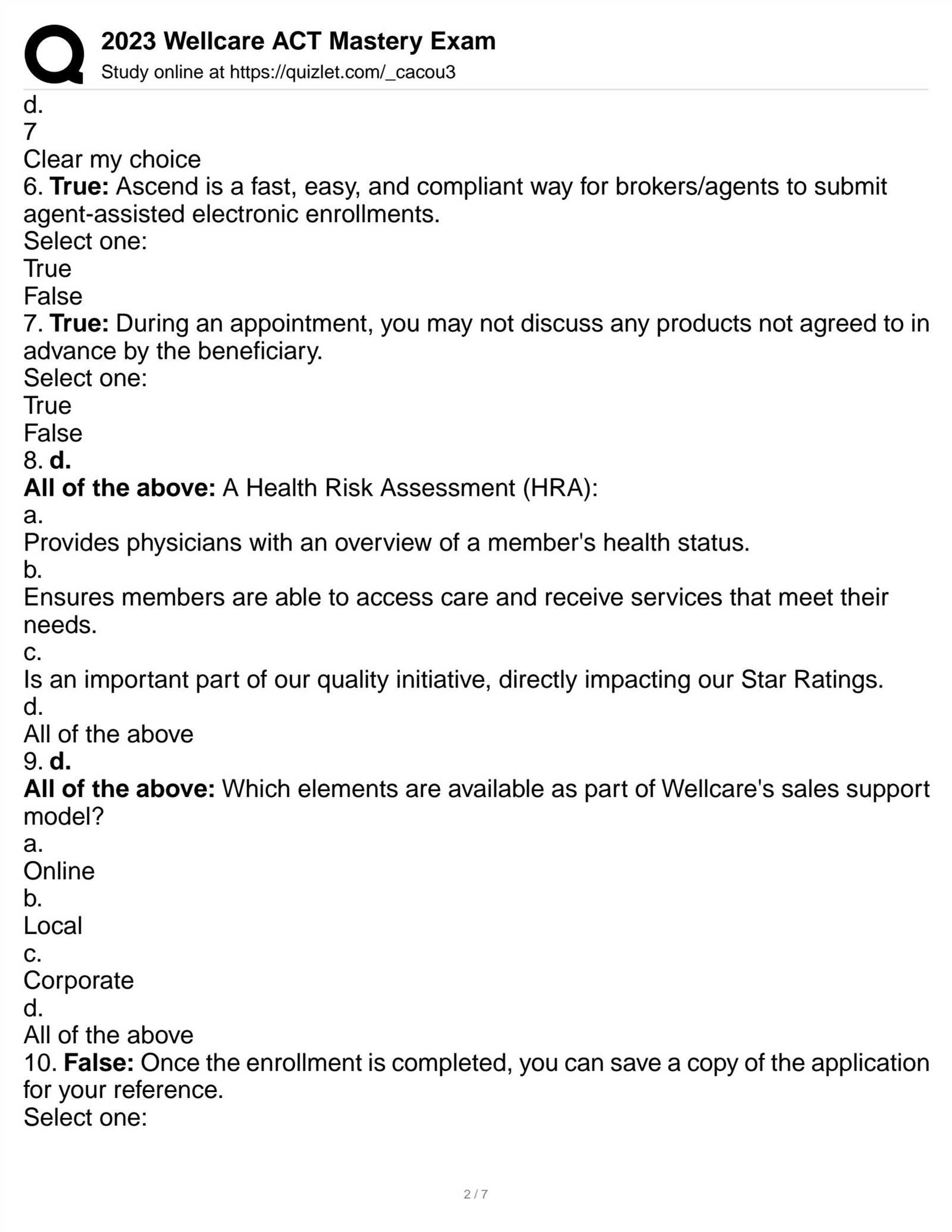 wellcare mastery exam answers 2025