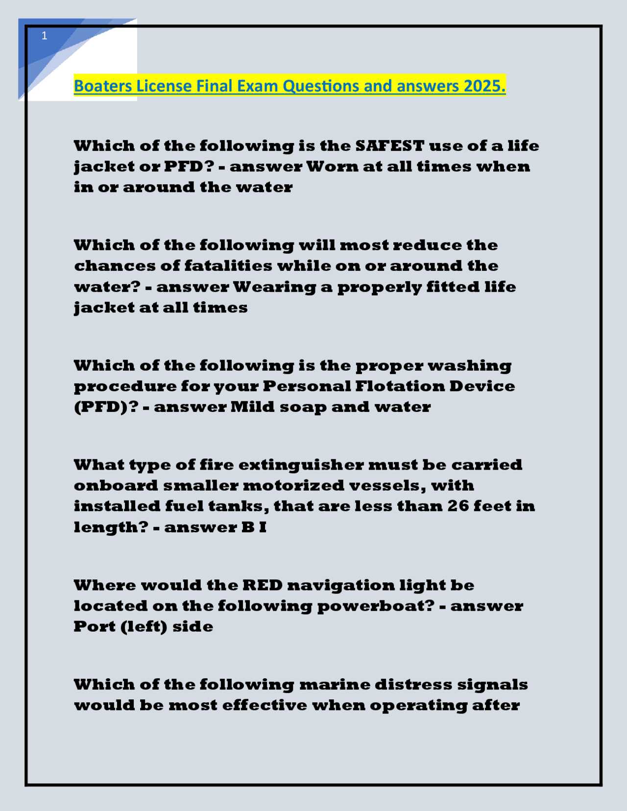 boaters final exam answers