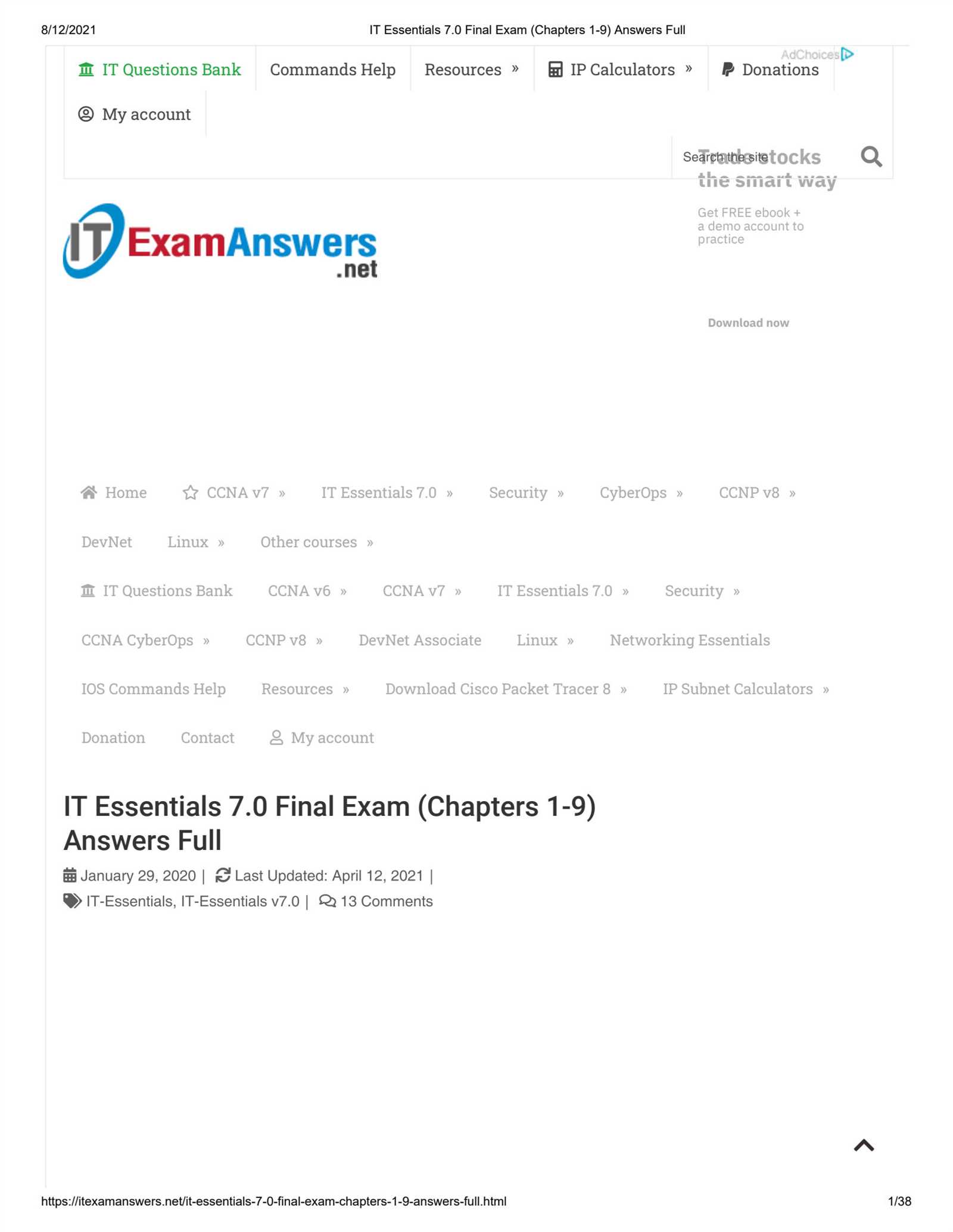 cisco chapter 9 exam answers