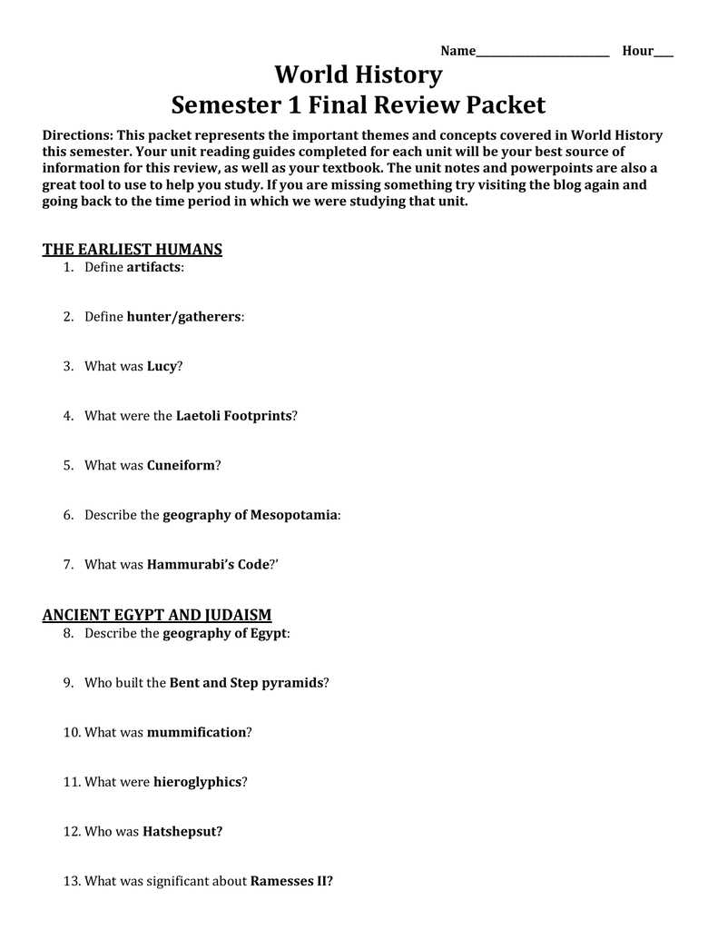 world history final exam review packet answers