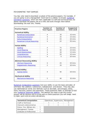 psychometric exam questions and answers