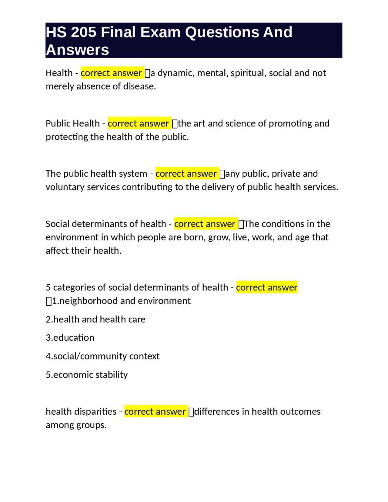 health science 1 final exam answers