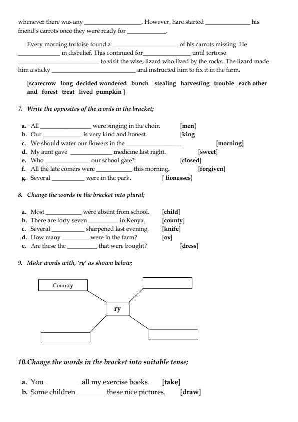 year 7 entrance exam papers with answers