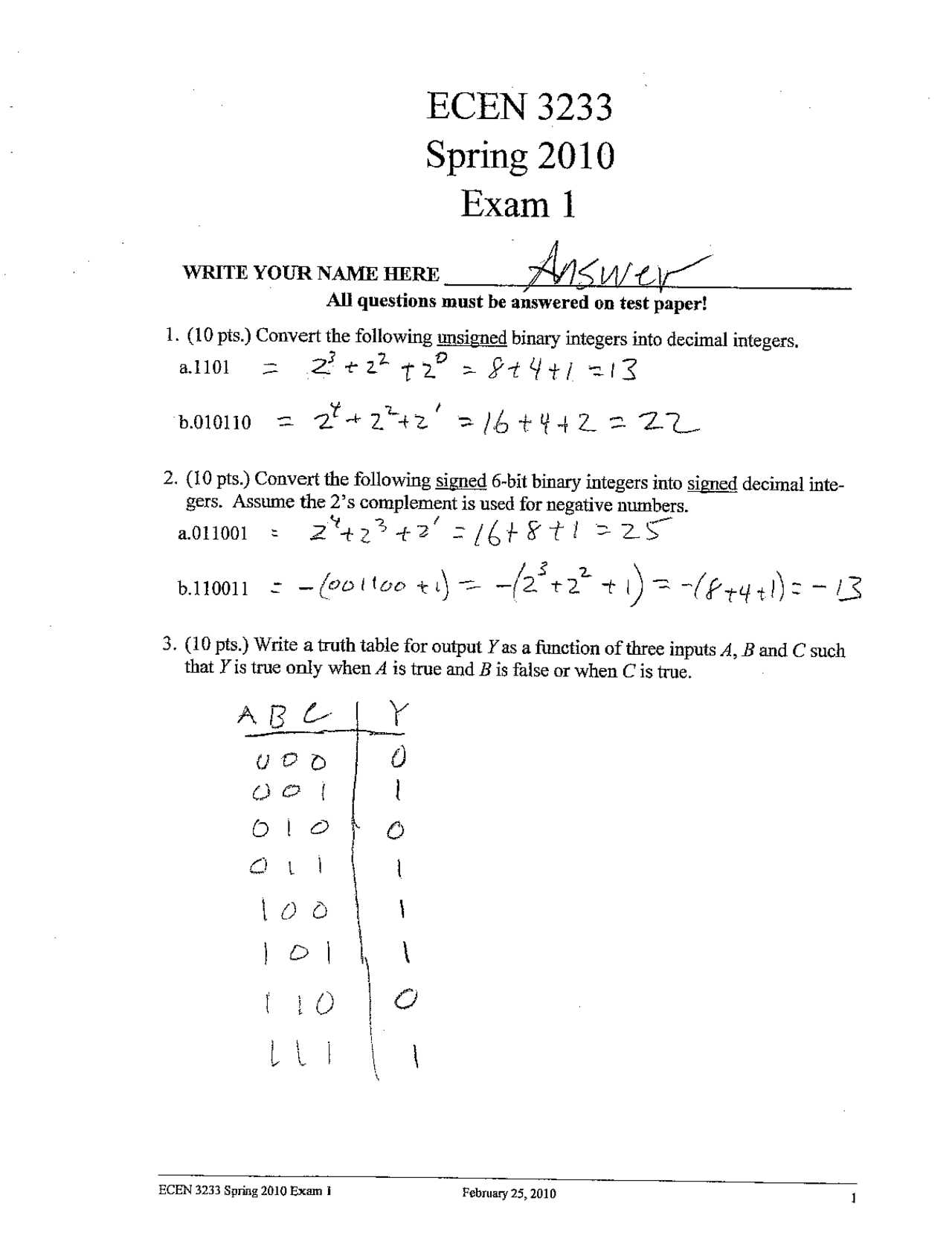 digital logic exam questions and answers