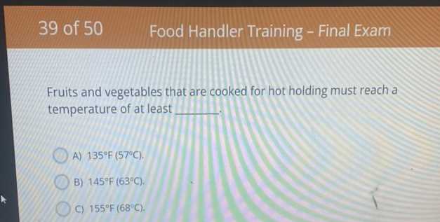 food handler final exam answers