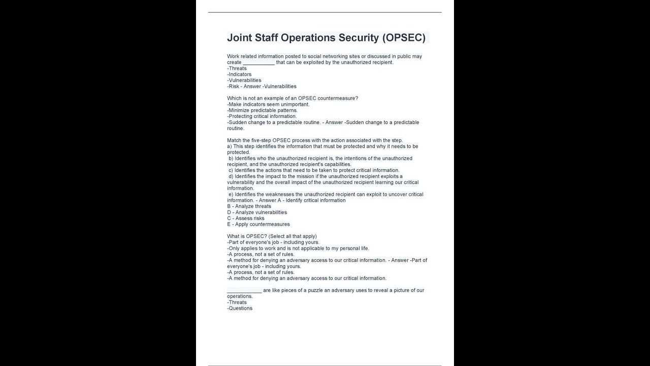 opsec exam answers