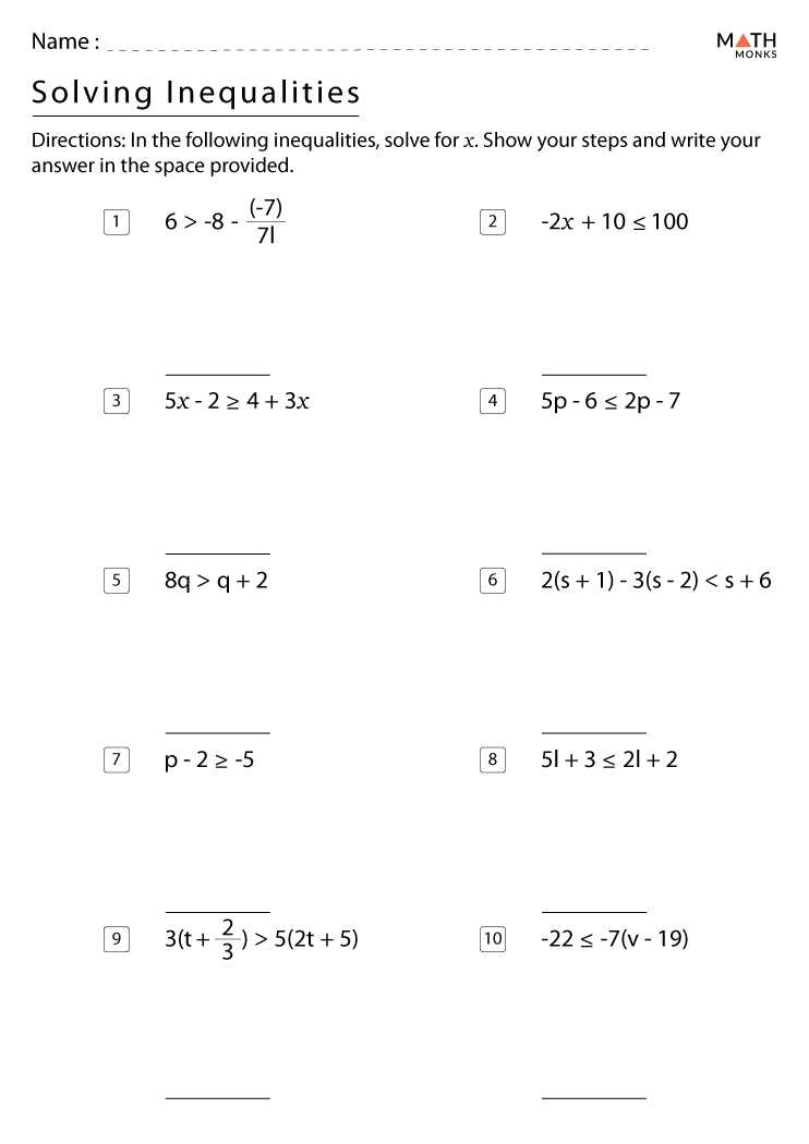 inequalities exam questions answers