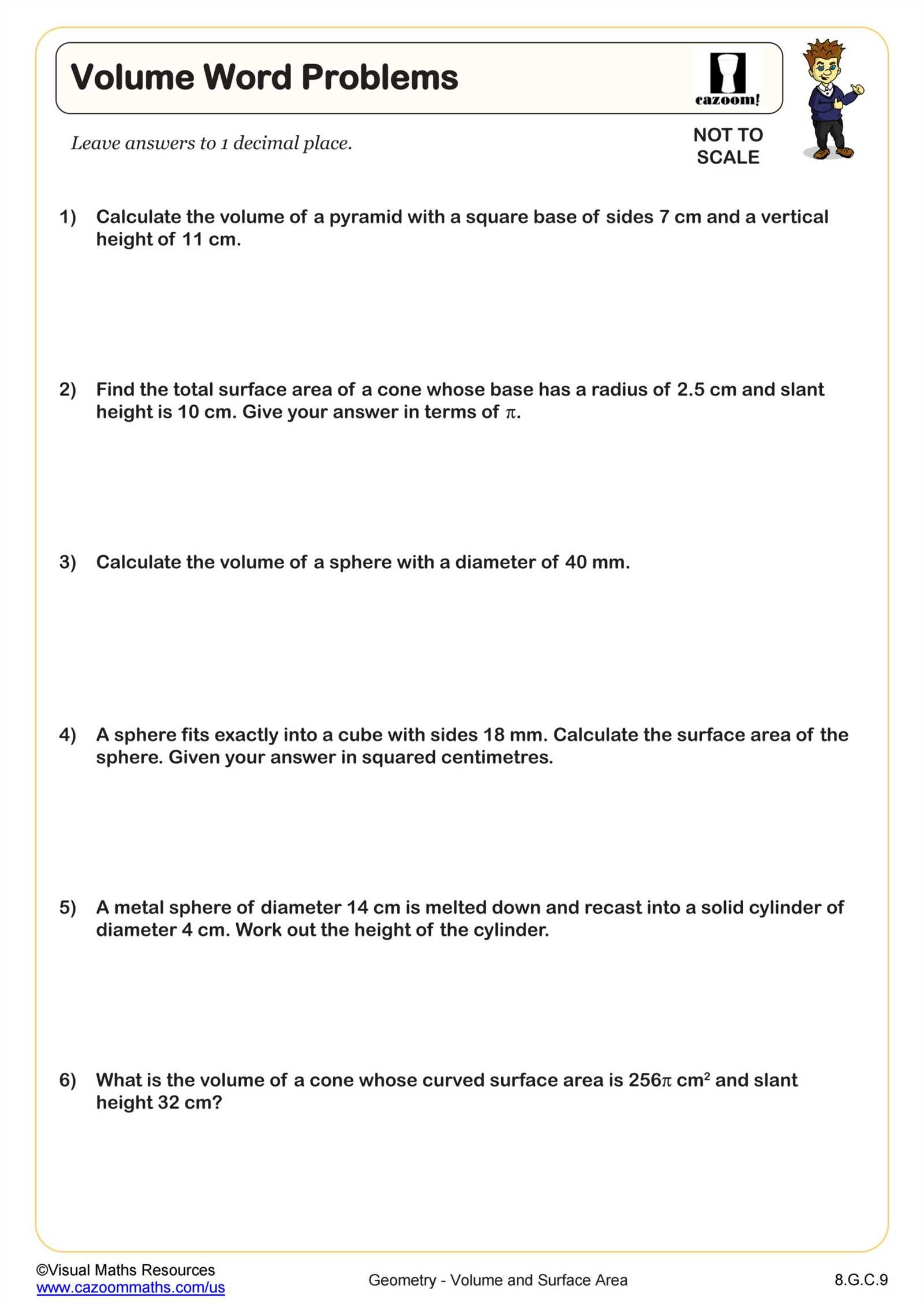 volume review worksheet answers