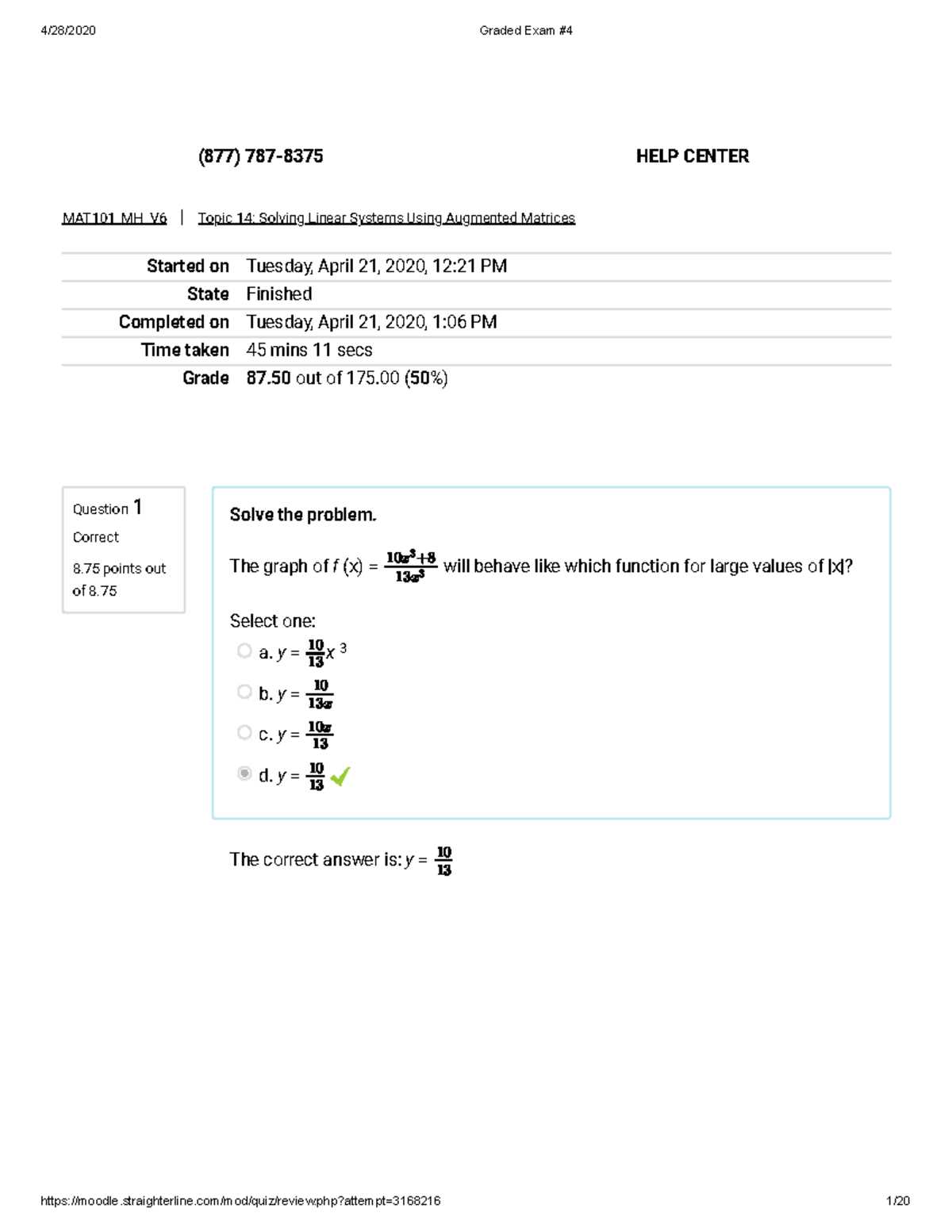 straighterline college algebra final exam answers