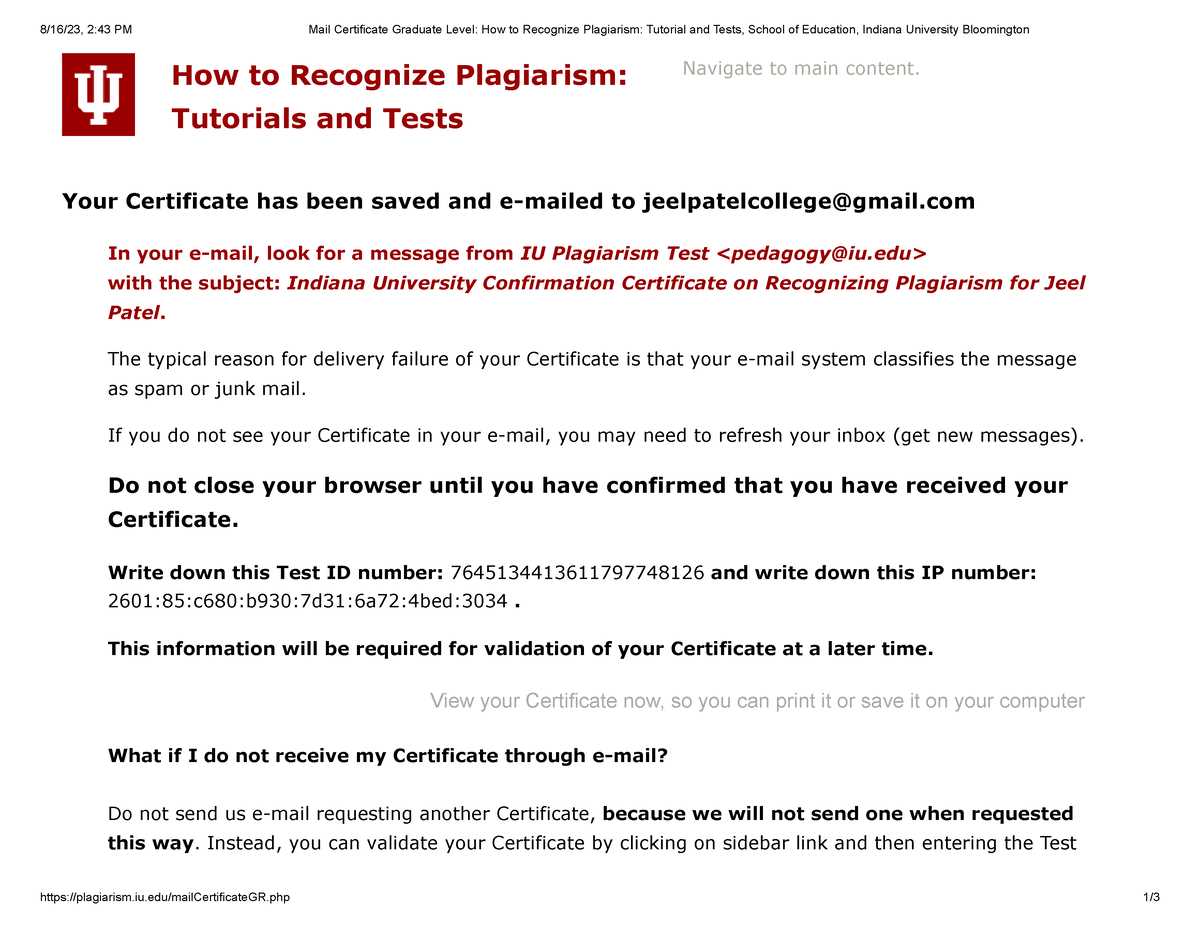 plagiarism test indiana answers