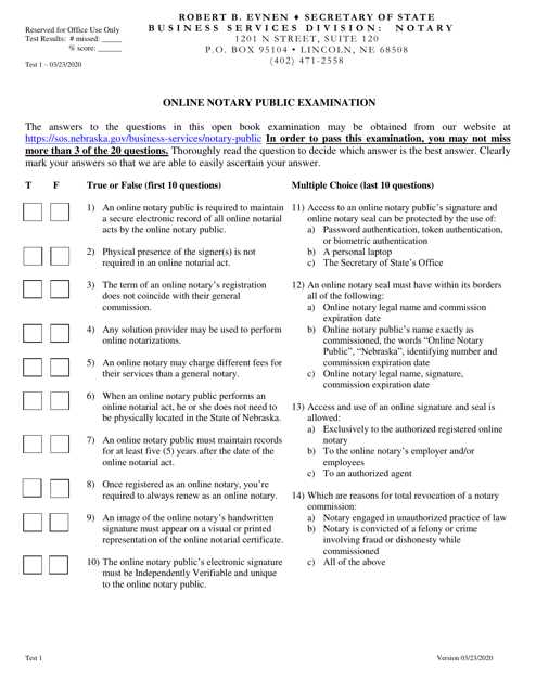 notary public sample exam