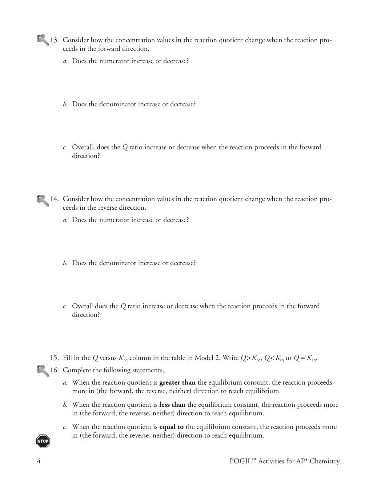 reaction quotient pogil answers