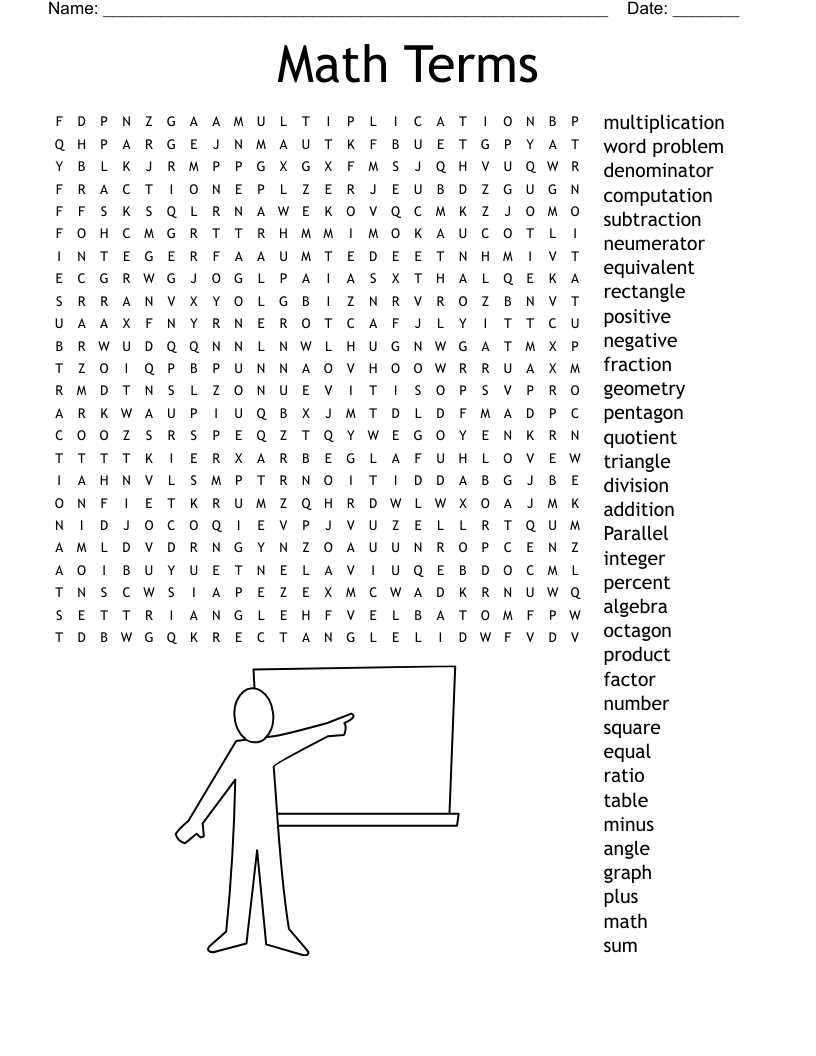 math word search puzzle answers