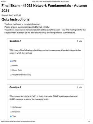 network fundamentals final exam answers