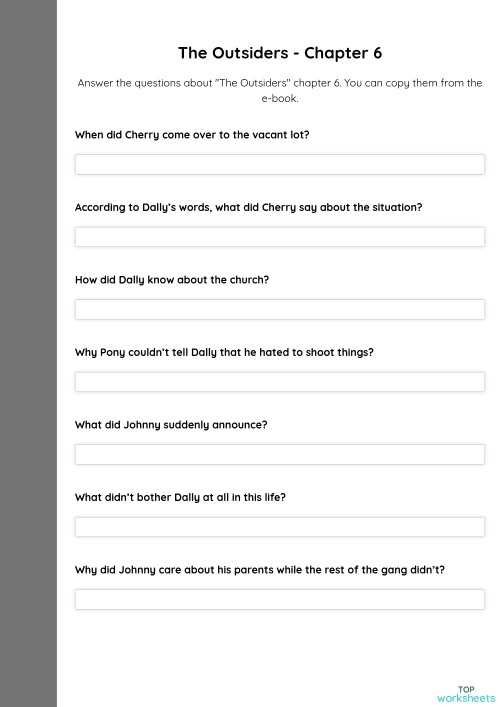outsiders worksheet answers